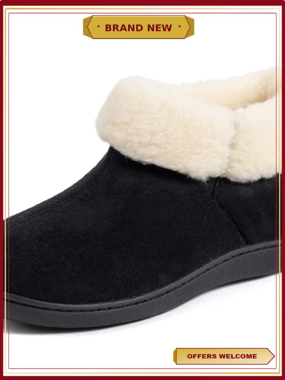Plush Faux Fur Collar Bootie Slippers - Cozy House Slippers for Women